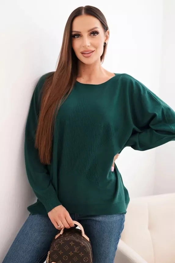 Women's dark green sweater Star