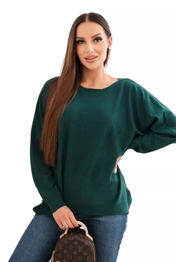 Women's dark green sweater Star