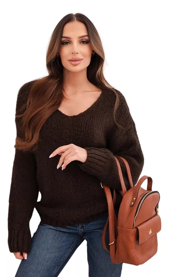 Moteriškas rudos spalvos megztinis Elin