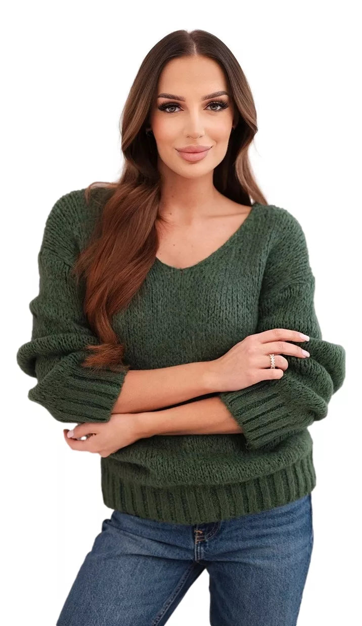 Moteriškas chaki spalvos megztinis Elin