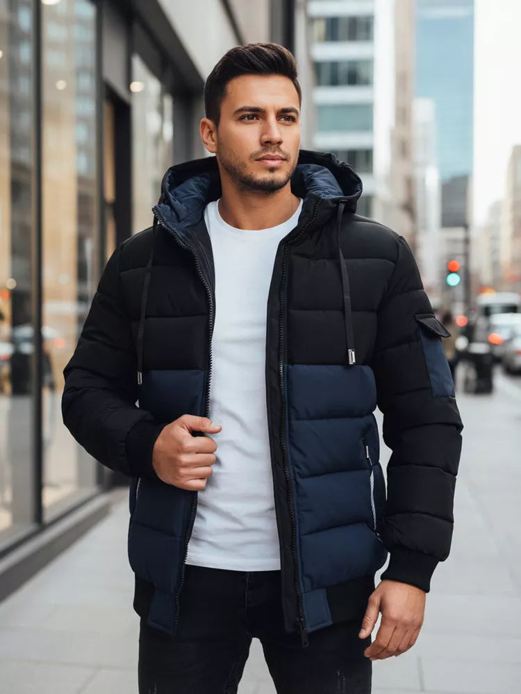 Vyriška juoda/tamsiai mėlyna žieminė striukė Oscar