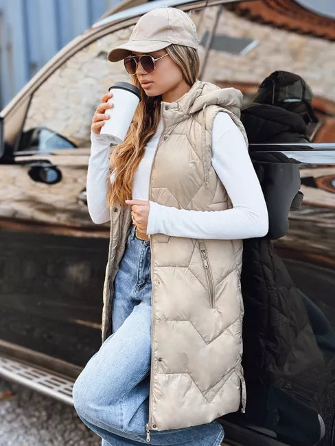 Women's long brown vest Lucy