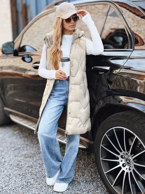 Women's long brown vest Lucy