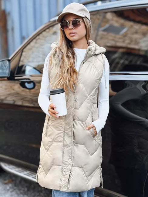 Women's long brown vest Lucy