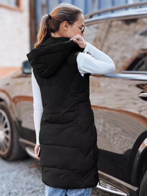 Women's long black vest Lucy