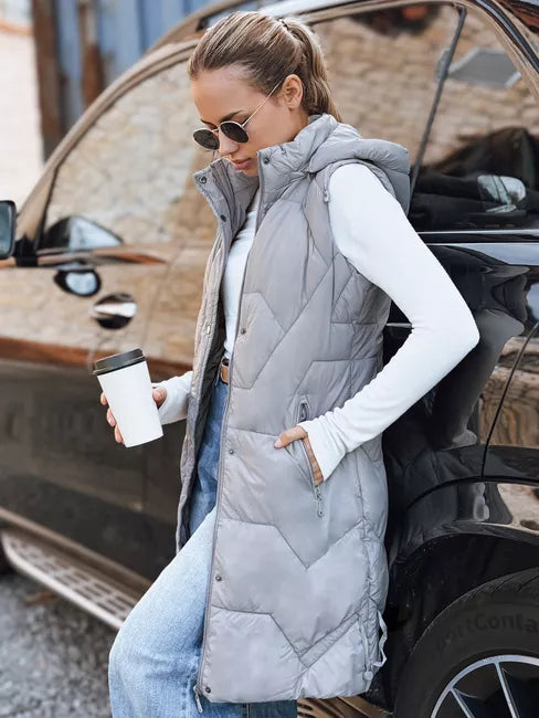 Women's long gray vest Lucy