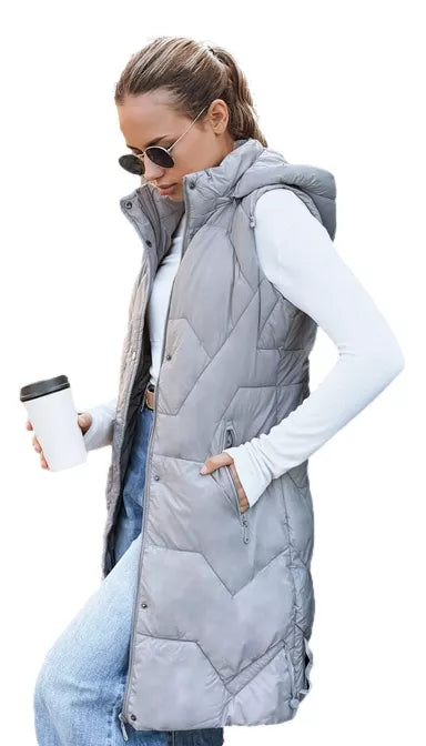 Women's long gray vest Lucy