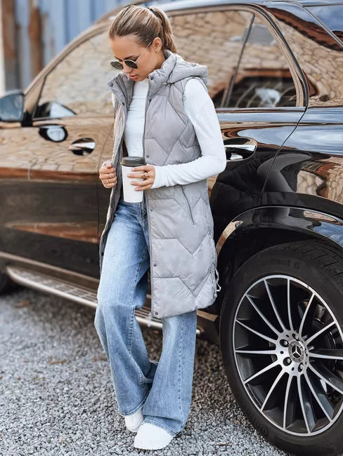 Women's long gray vest Lucy