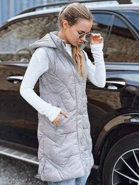 Women's long gray vest Lucy