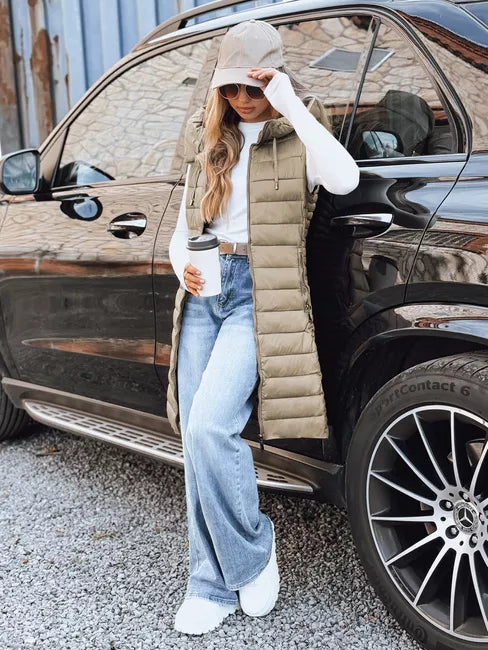 Women's brown hooded vest Warm