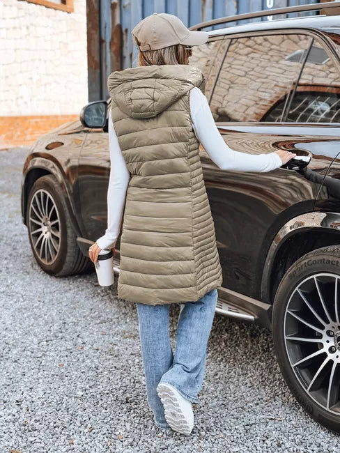 Women's brown hooded vest Warm