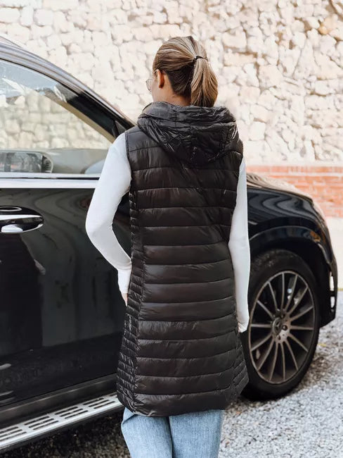 Women's black hooded vest Warm