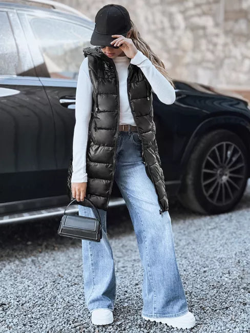 Women's black quilted vest Foxy