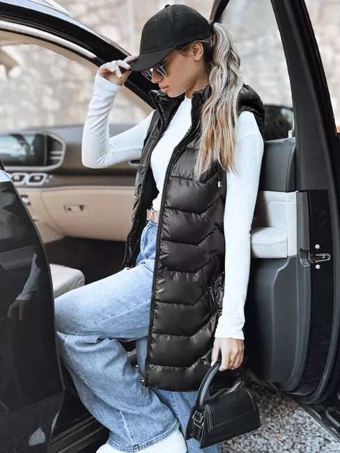 Women's black quilted vest Foxy