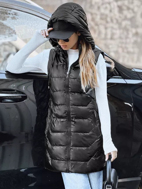 Women's black quilted vest Foxy