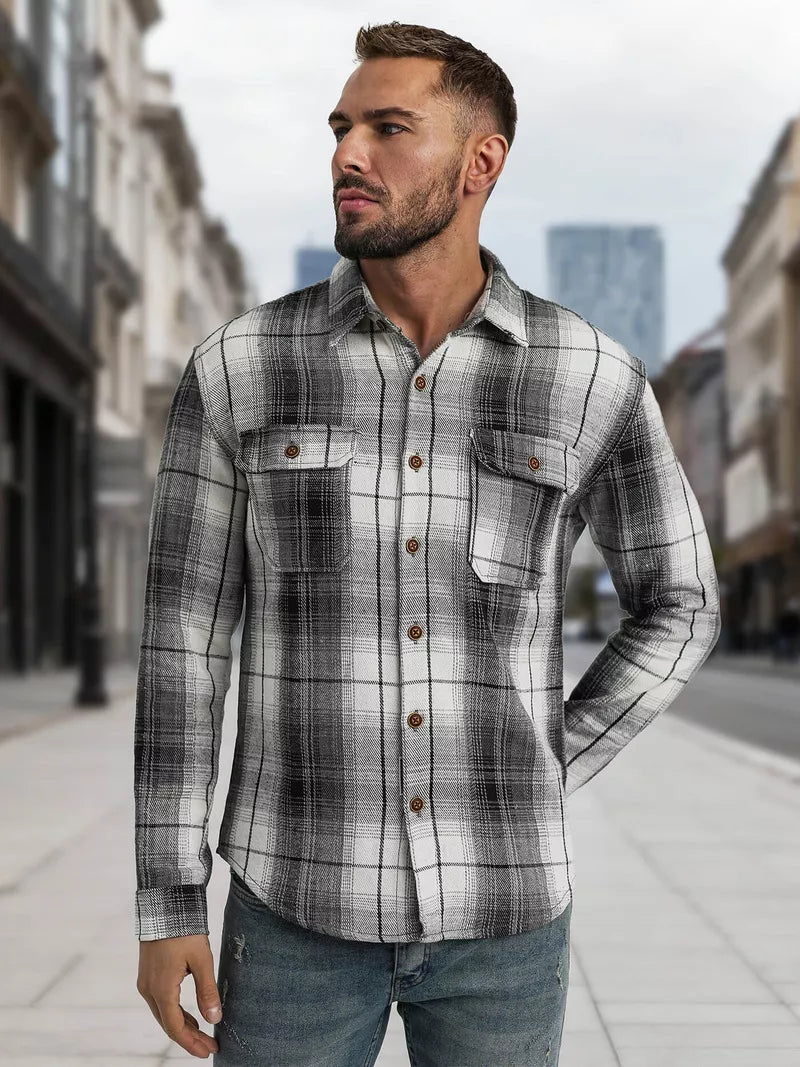 Men's black/white flannel shirt Cory