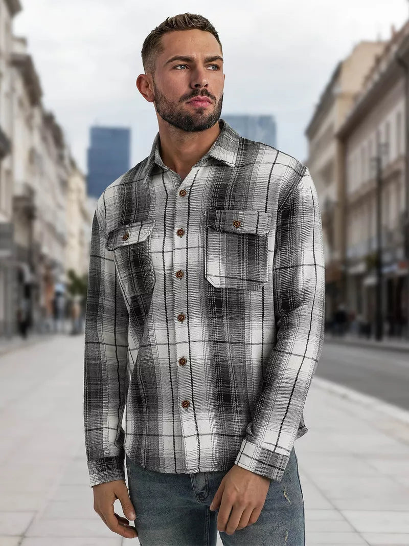 Men's black/white flannel shirt Cory