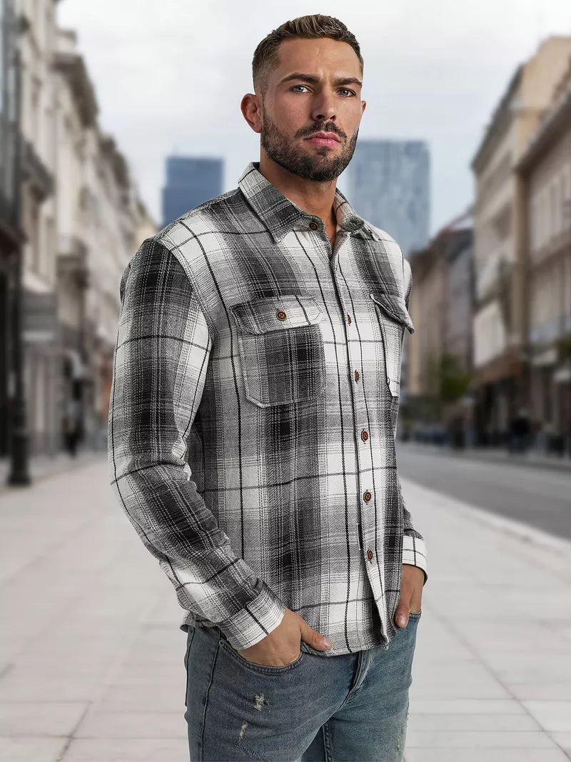 Men's black/white flannel shirt Cory