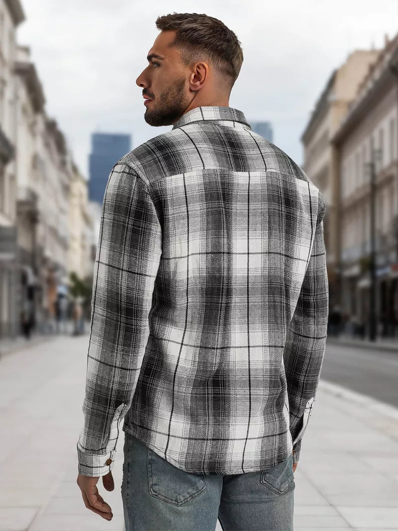 Men's black/white flannel shirt Cory