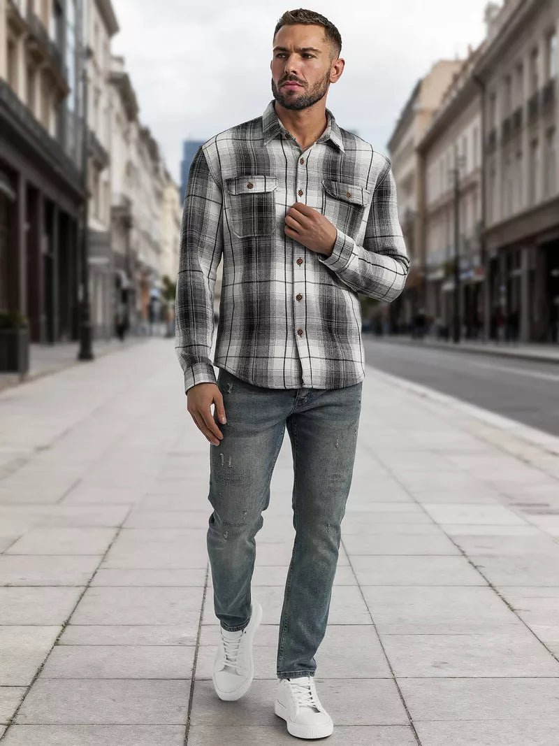 Men's black/white flannel shirt Cory