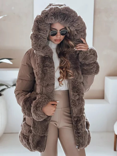 Women's dark brown jacket with fur City