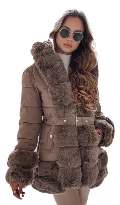 Women's dark brown jacket with fur City