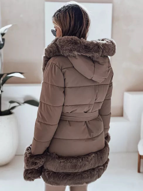 Women's dark brown jacket with fur City