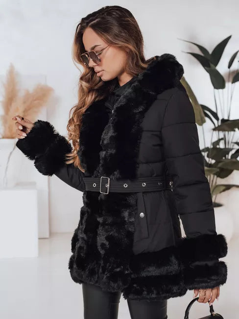 Women's black jacket with fur City