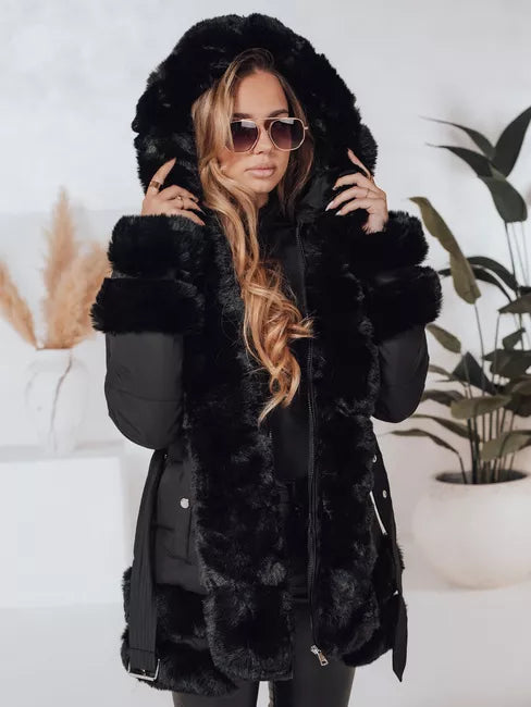 Women's black jacket with fur City