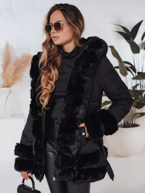 Women's black jacket with fur City