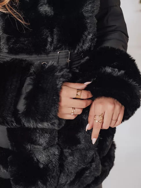 Women's black jacket with fur City