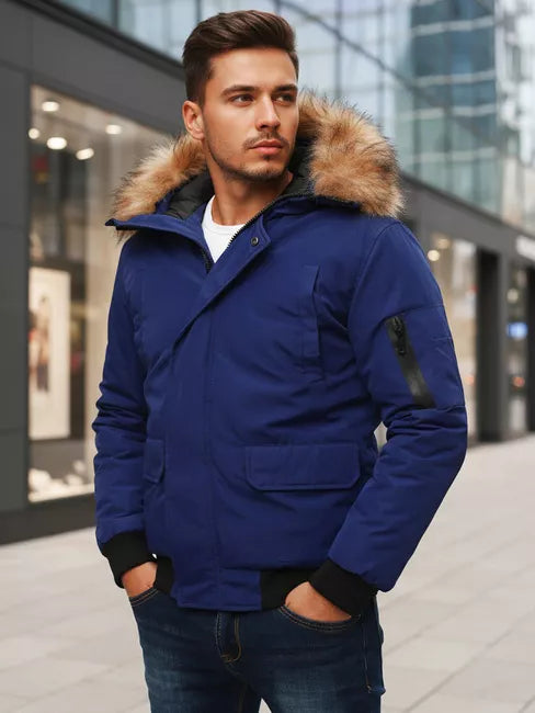 Bomber stiliaus žieminė tamsiai mėlyna vyriška striukė Lemor