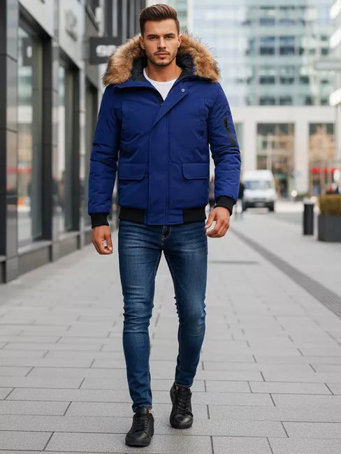 Bomber stiliaus žieminė tamsiai mėlyna vyriška striukė Lemor