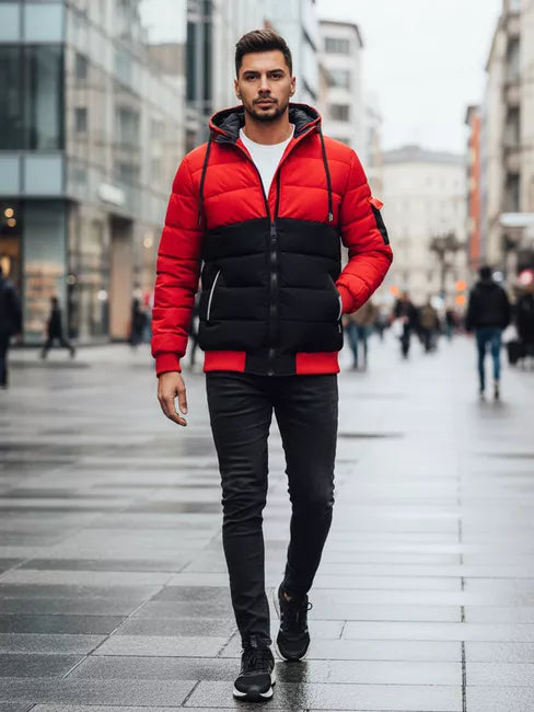 Vyriška raudona/juoda žieminė striukė Oscar