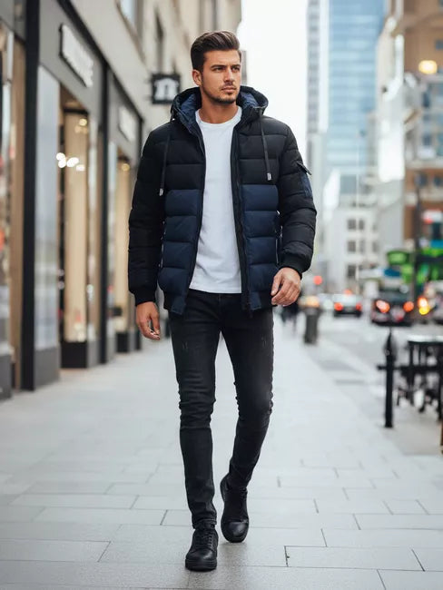 Vyriška juoda/tamsiai mėlyna žieminė striukė Oscar