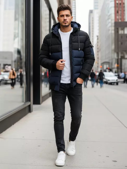 Vyriška juoda/tamsiai mėlyna žieminė striukė Oscar