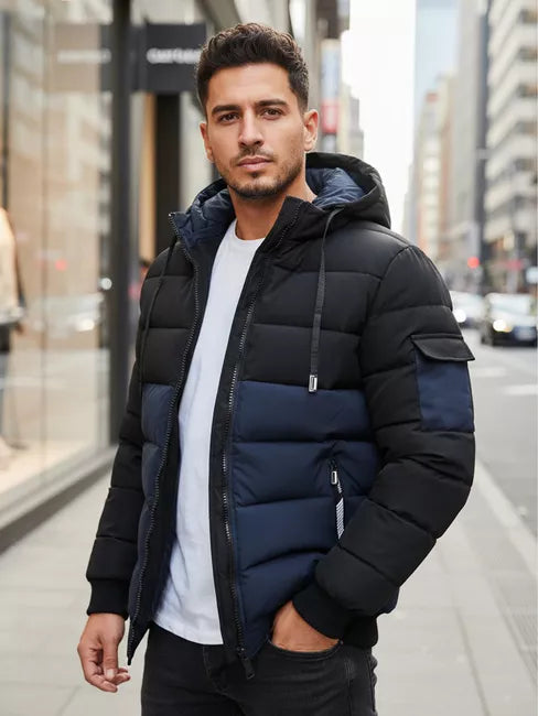 Vyriška juoda/tamsiai mėlyna žieminė striukė Oscar