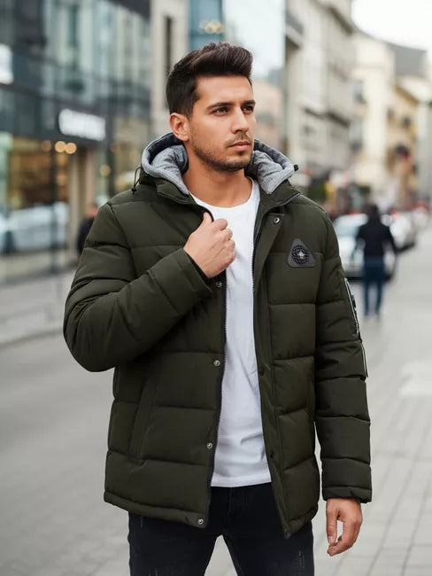 Vyriška tamsiai žalia žieminė striukė Race