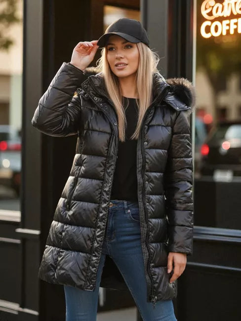 Women's black winter jacket Shine