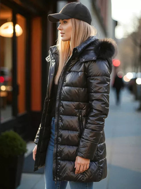 Women's black winter jacket Shine