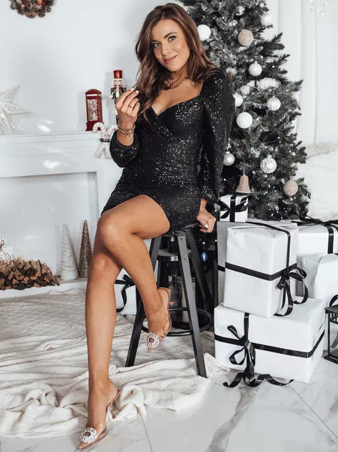 Women's shiny black dress Elite