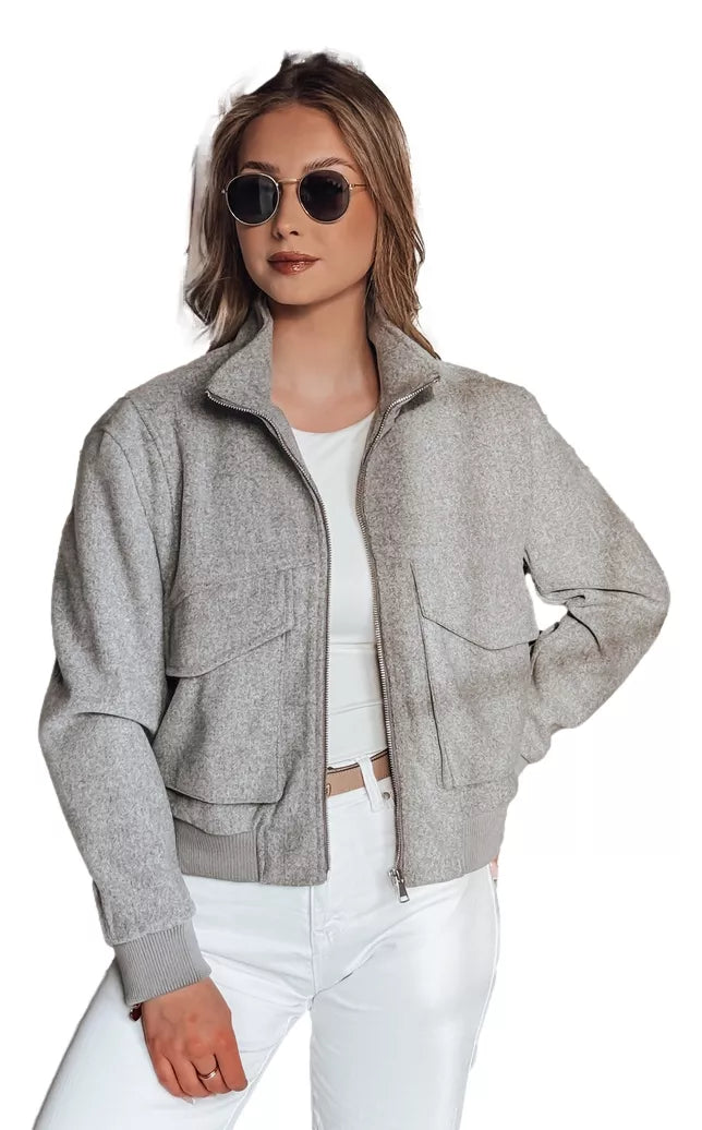 Women's gray oversize bomber jacket Milina