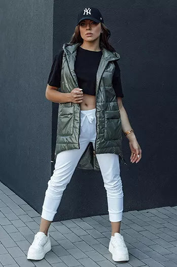 Women's green hooded vest Dona
