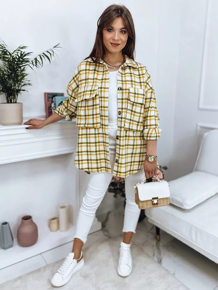 Women's green checked long-sleeved shirt Gina