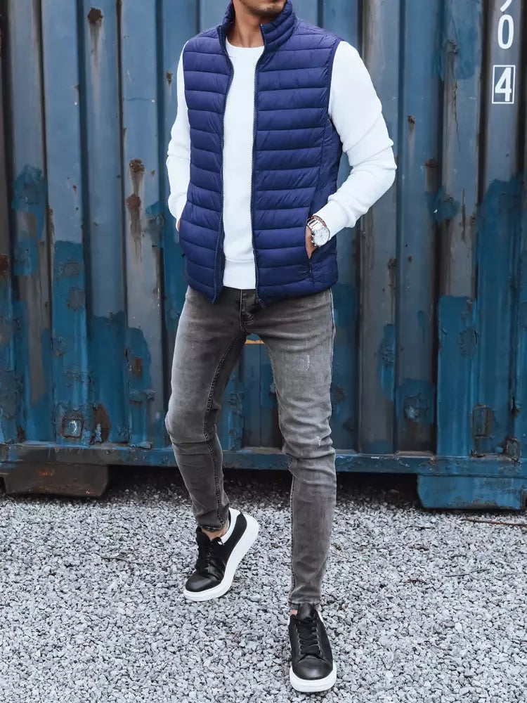Men's dark blue quilted vest Mamor