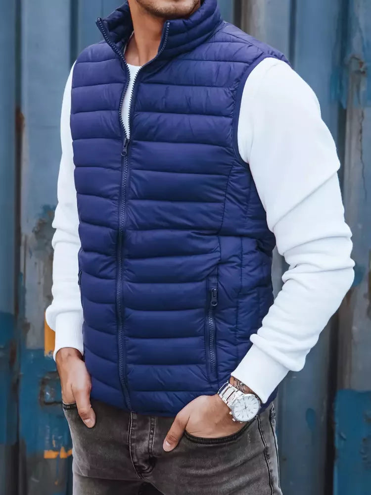 Men's dark blue quilted vest Mamor
