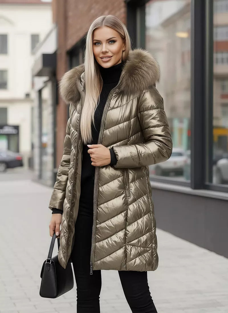 Gold-colored women's winter jacket Marisa