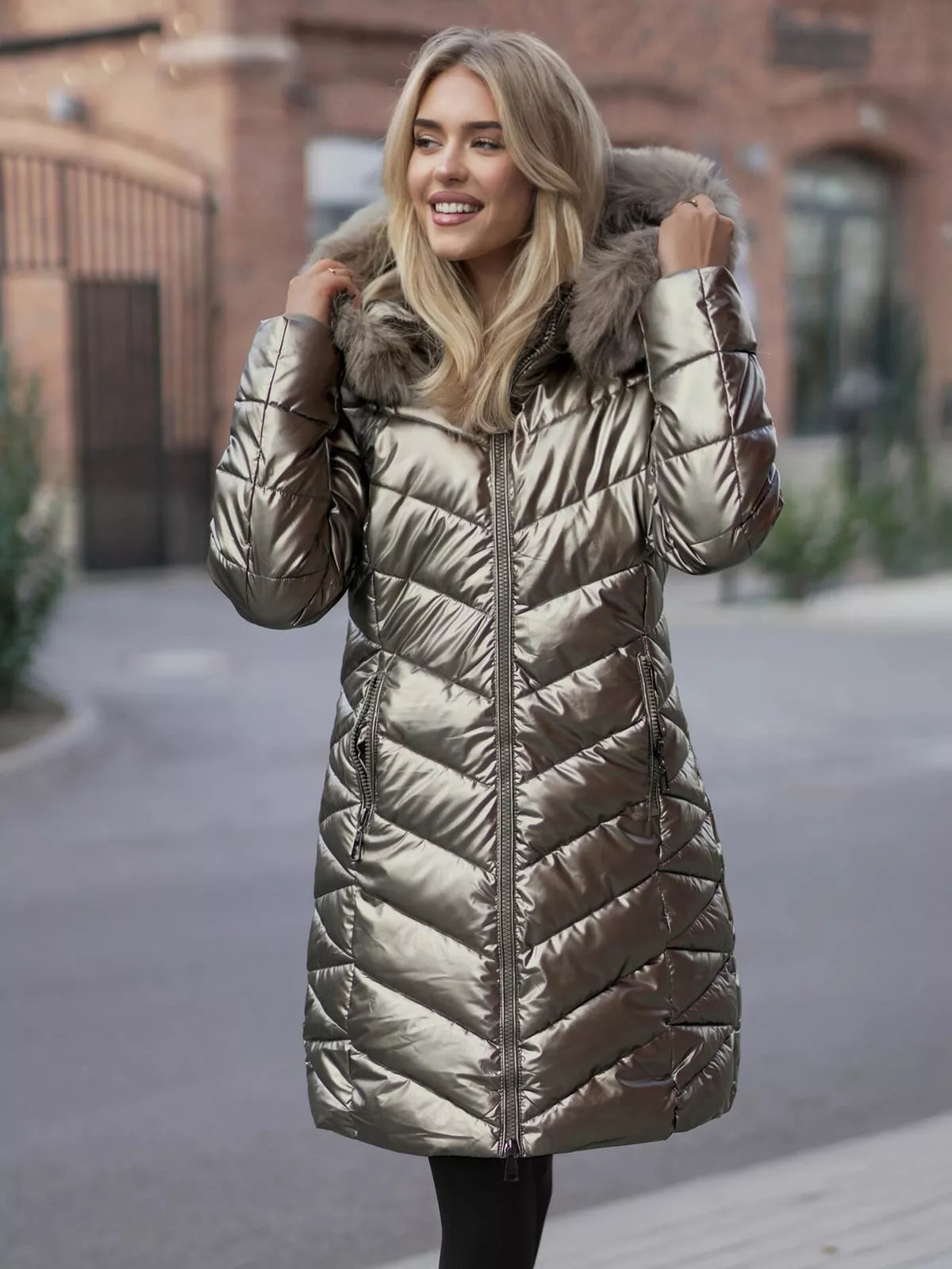 Gold-colored women's winter jacket Marisa