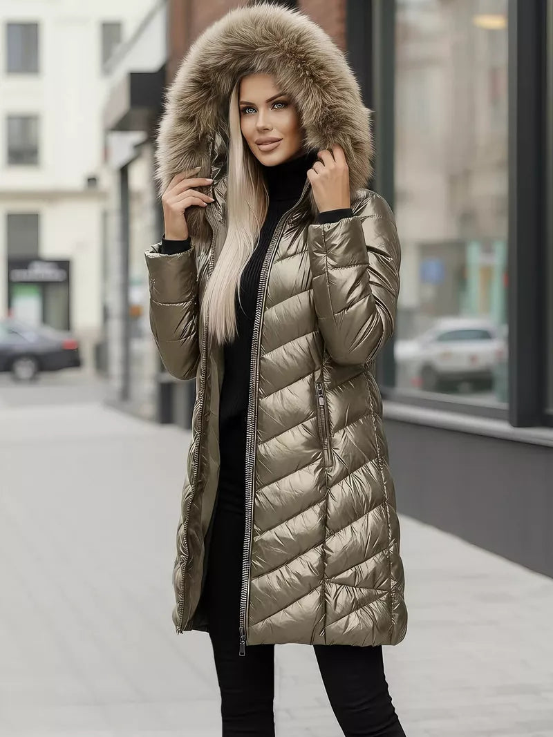 Gold-colored women's winter jacket Marisa