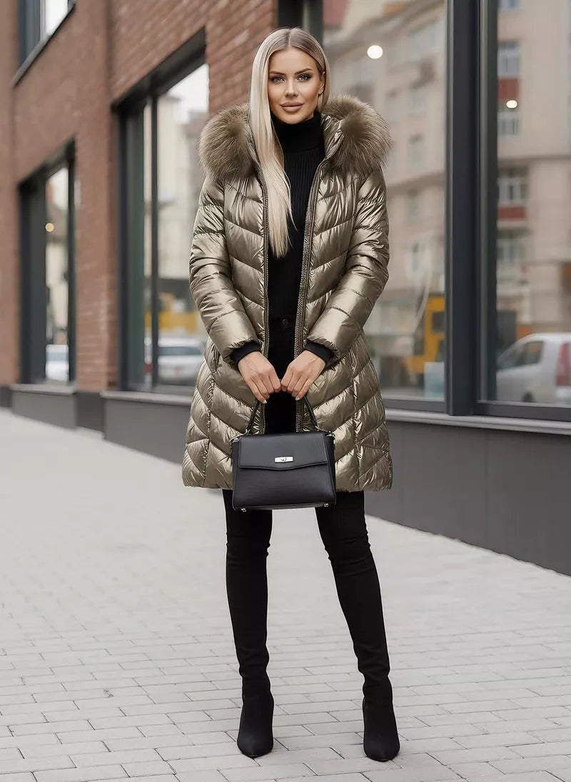 Gold-colored women's winter jacket Marisa